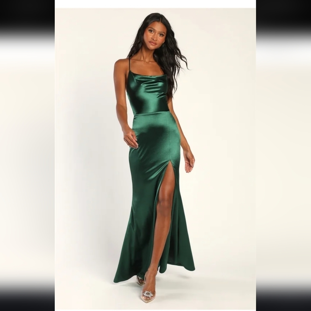 Lulus Radiant Appearance Satin Lace Up Backless Maxi Dress Size Large
